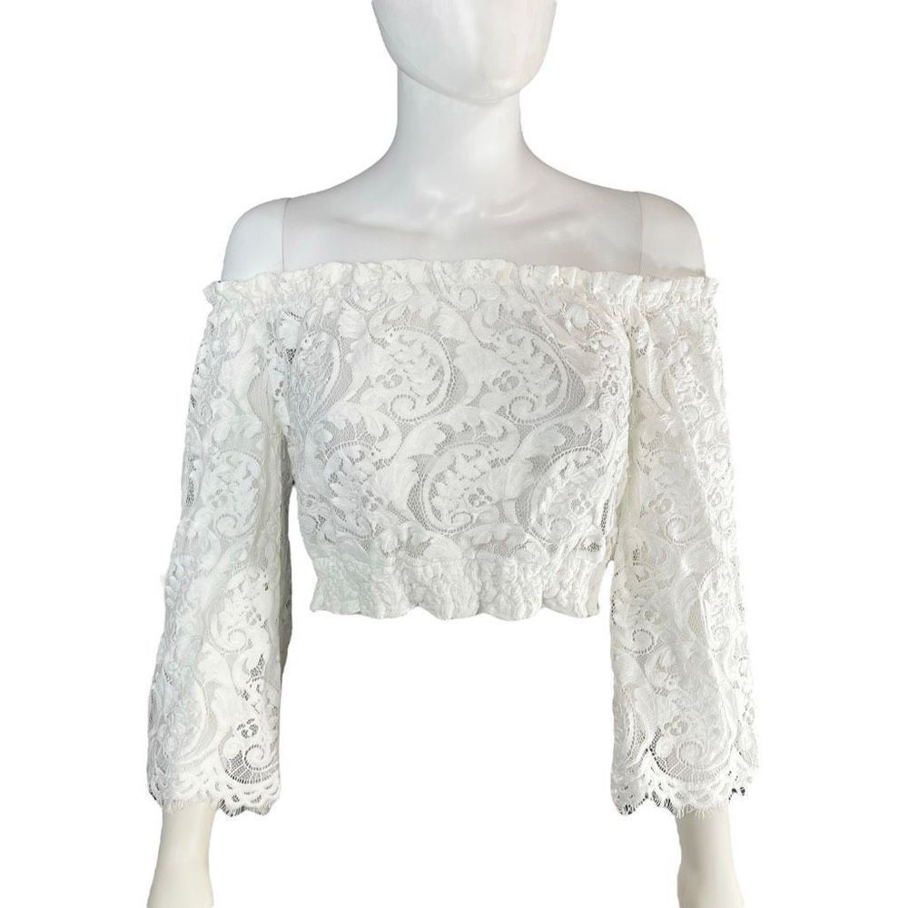 Lace Bell Sleeve Cropped Top, E-Lady Women’s Size 6